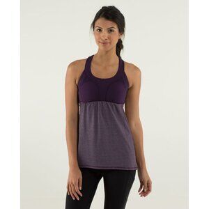LULULEMON 2-In-Run Tank Heathered Purple Built In Sports Bra Athletic Womens 4